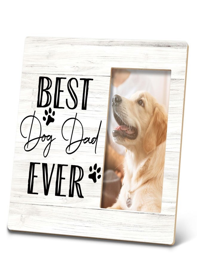 SRADMO Dog Dad Gifts - Best Dog Dad Ever 10x8 inch Wooden Tabletop Photo Frame - Image 1